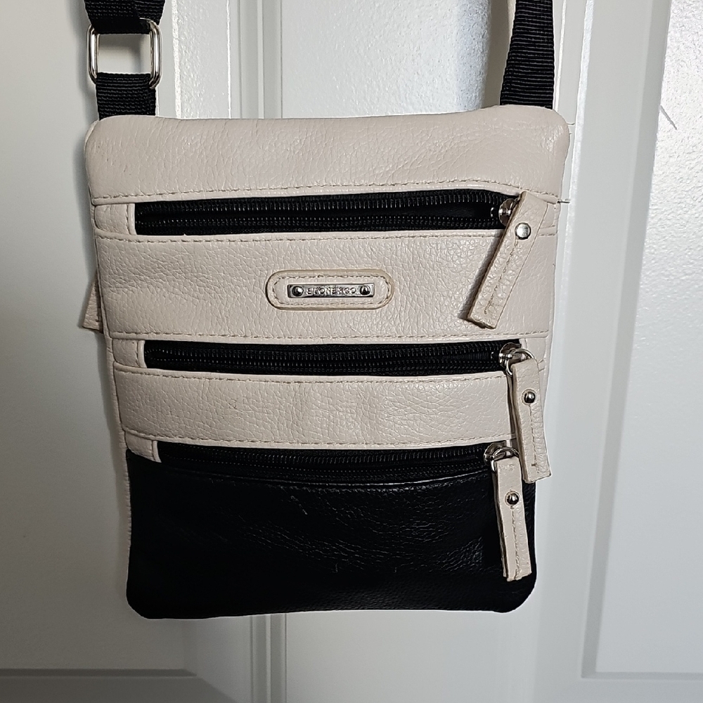 Stone & Co. Black and Cream Messenger Bag